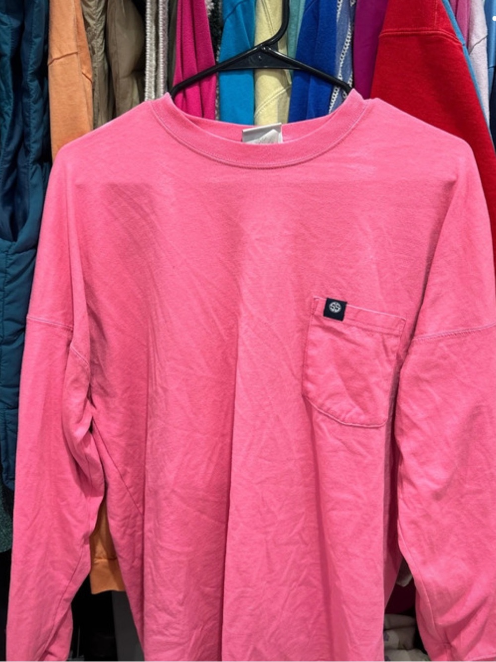 Simply Southern Men’s Crewneck Long-Sleeve Tee — Coral Pink